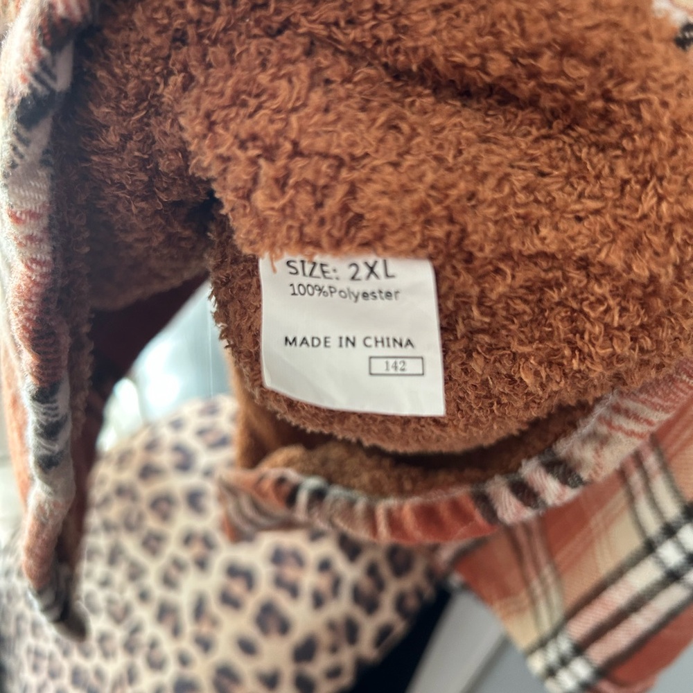 Orange Plaid Sherpa-Lined Hooded Utility Jacket - Picture 7 of 11